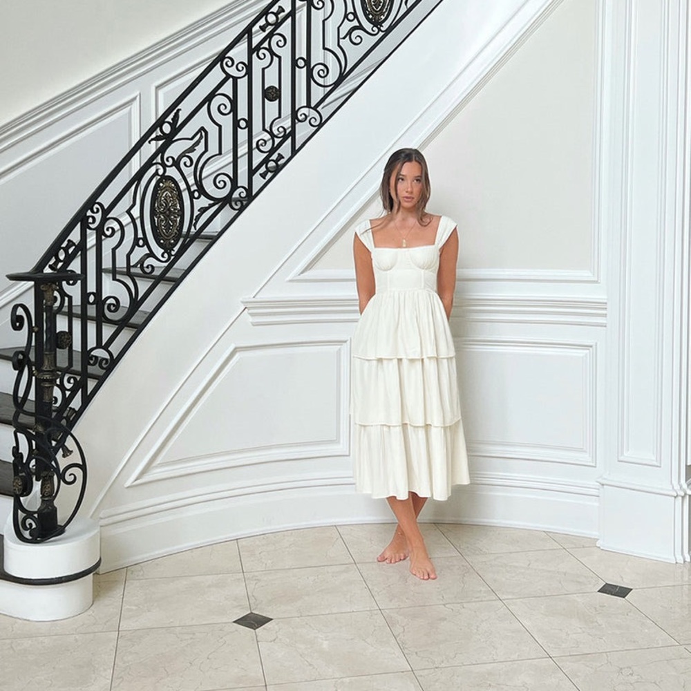 BNWT WWW Corset Poplin Dress ivory in XS
